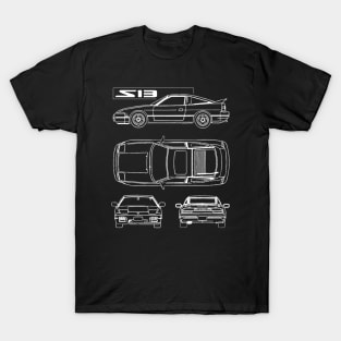 rpS13 type x AERO LINE ART DRIFTING schematic blueprint drawing jdm T-Shirt